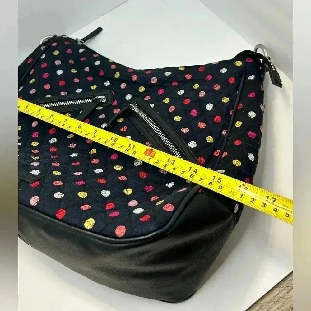 Vera Bradley Vivian Hobo bag in black and red dots cotton print